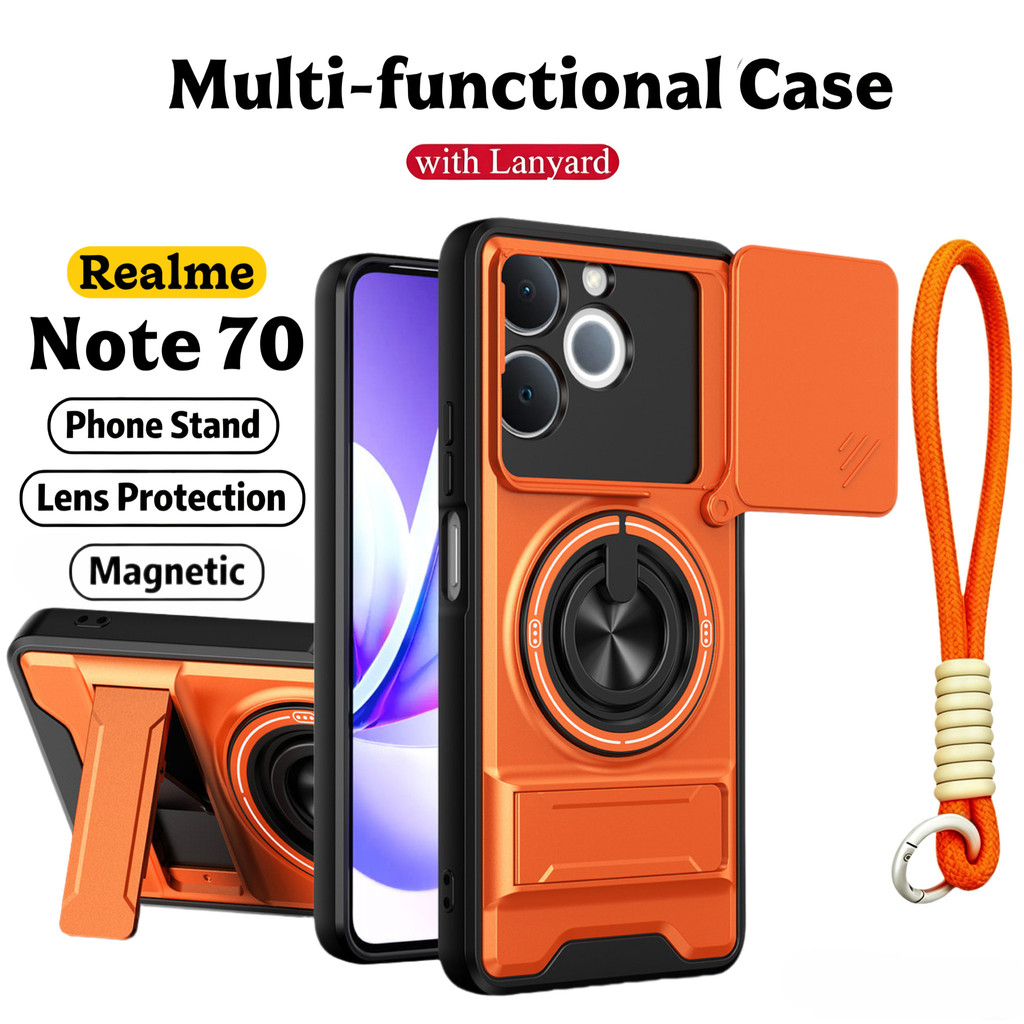 Ốp Điện Thoại Đa Năng Sang Trọng Thích Hợp Cho Realme Note 70 80 70T Narzo 80 4G Dây 360°Giá đỡ vòng có vỏ máy ảnh Vỏ bảo vệ toàn diện chống sốc