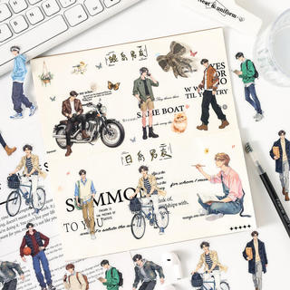 ENWEI 30 Chiếc [Dòng Dấu Vết Đám Đông] Nhãn Dán Chủ Đề Nhân Vật Cổ Điển Thị Trường Rau Dapper Quý Ông Sổ Lưu Niệm Tạp Chí Miếng Dán Gói