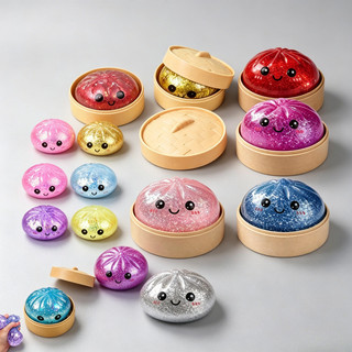 8.5cm Kích Thước Lớn Lấp Lánh Baozi Bóp Đồ Chơi Tăng Chậm Bóng Căng Thẳng Mềm Giảm Lo Âu Fidget Đồ Chơi Với Hấp Hộp Bảo Quản