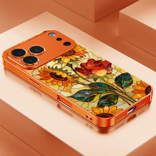 Hoa Hướng Dương Và Hoa Hồng Thích Hợp Cho iPhone 17 Air Glass Case 14 / 15Plus / 16promax Xingyu Cam Vỏ Bảo Vệ