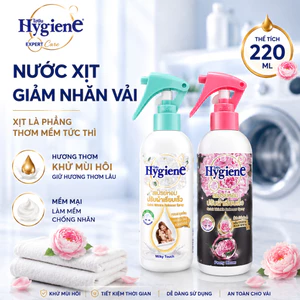 Xịt Thơm Chống Nhăn Quần Áo HYGIENE 220ml Thái Lan - Xịt Giảm Nhăn Vải Cần Ủi, Khử Mùi Hôi và Lưu Hương Tự Nhiên