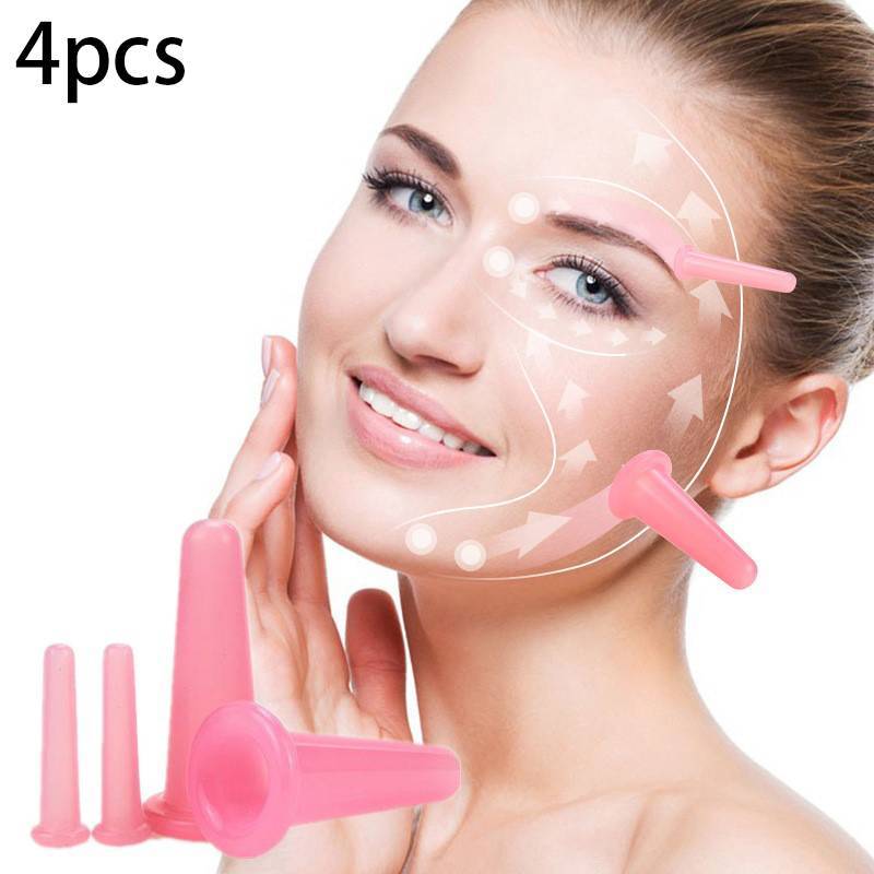 Cá tuyết 4pcs Silicone giác hơi massage thiết lập cho khuôn mặt, cổ, mắt & cơ thể chống lão hóa trị liệu