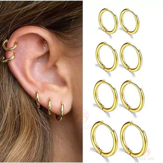 Bông tai vòng trơn thép không gỉ y tế 316, đường kính ống 2.0mm, đa kích cỡ cho tai nhạy cảm,ideal làm quà tặng