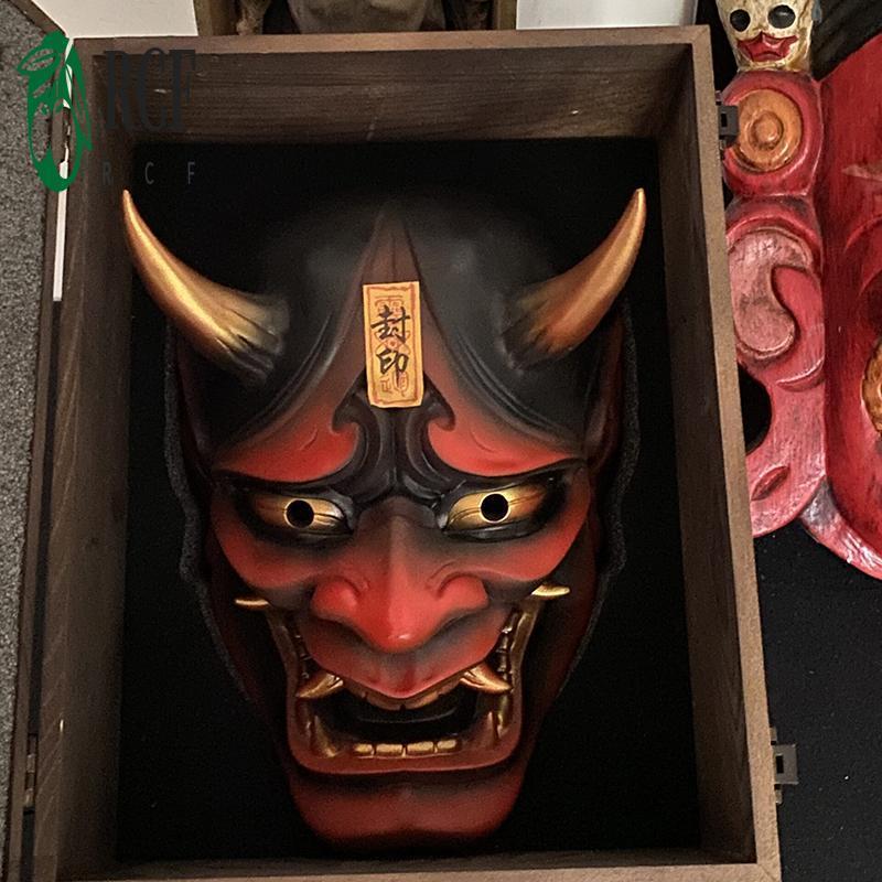 Mặt nạ samurai bác oni cao su, chủ đề kinh dị, phù hợp cosplay và Halloween