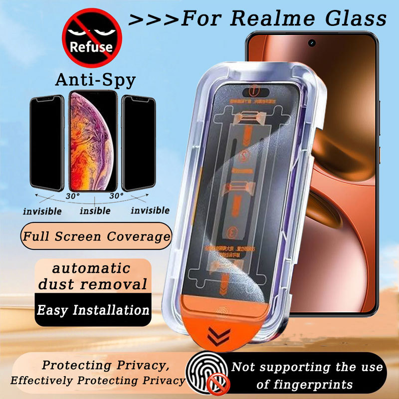 Kính Cường Lực và Khung Tự Dán Chống Nhìn Trộm Cho Realme GT Neo 7 6 5 SE 3 3T 2 GT7 GT6 GT5 GT3 GT2 Pro 2T Master Note 70 60 60x 50 4G 5G 2025