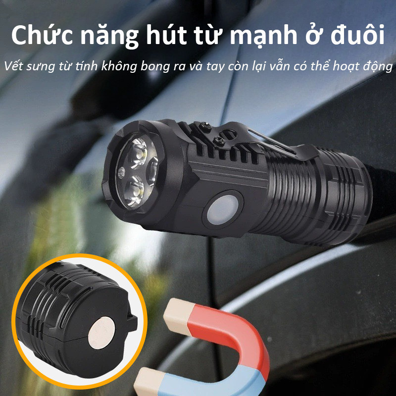 Đèn Pin Mini Siêu Sáng Chống Nước - Nhiều Chế Độ Chiếu Xa, Sạc Tiện Lợi Cho Du Lịch & Hoạt Động Ngoài Trời