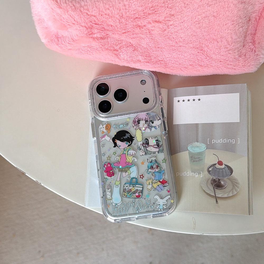 Ốp lưng cứng trong suốt Tương thích với iPhone 13 14 14Pro 14ProMax 15 15Pro 15ProMax 16 16Pro 16ProMax 17 17Pro 17ProMax Vỏ họa tiết bé gái
