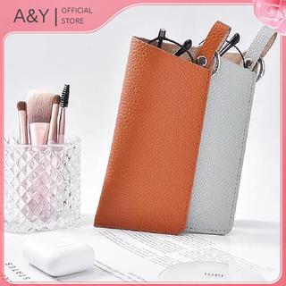 Túi đựng kính râm A & Y Túi đeo kính da Hộp bảo vệ kính mắt có móc khóa Túi đựng kính phong cách Hàn Quốc Kẹp kính.