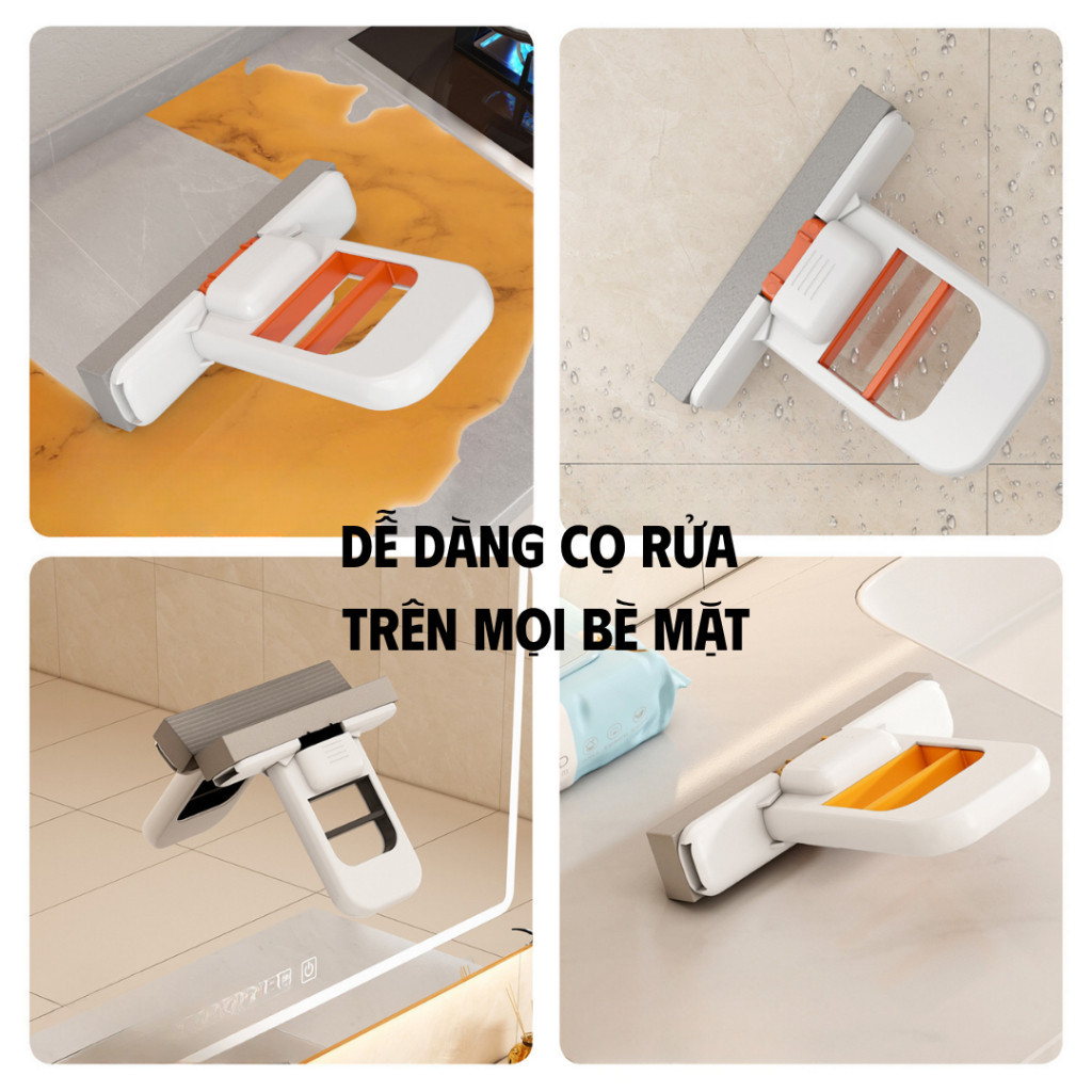 Cây Lau Bếp Mini Thông Minh Tự Vắt, Bọt Biển Siêu Thấm Mềm Mại, Cán Vuông Chống Trượt Tiện Dụng, Lau Khô Nhanh
