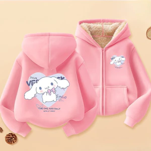 Kids My Melody Zip-Up Áo khoác có mũ trùm đầu dễ thương Áo khoác Cardigan mềm mại nhẹ phong cách Áo khoác ngoài cho bé gái