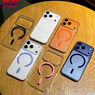 [JLK] Ốp lưng mỏng trong suốt từ tính cho iPhone 14 15 16 17 Pro Max Air Wireless Sạc siêu cứng PC Slim Vỏ chống sốc