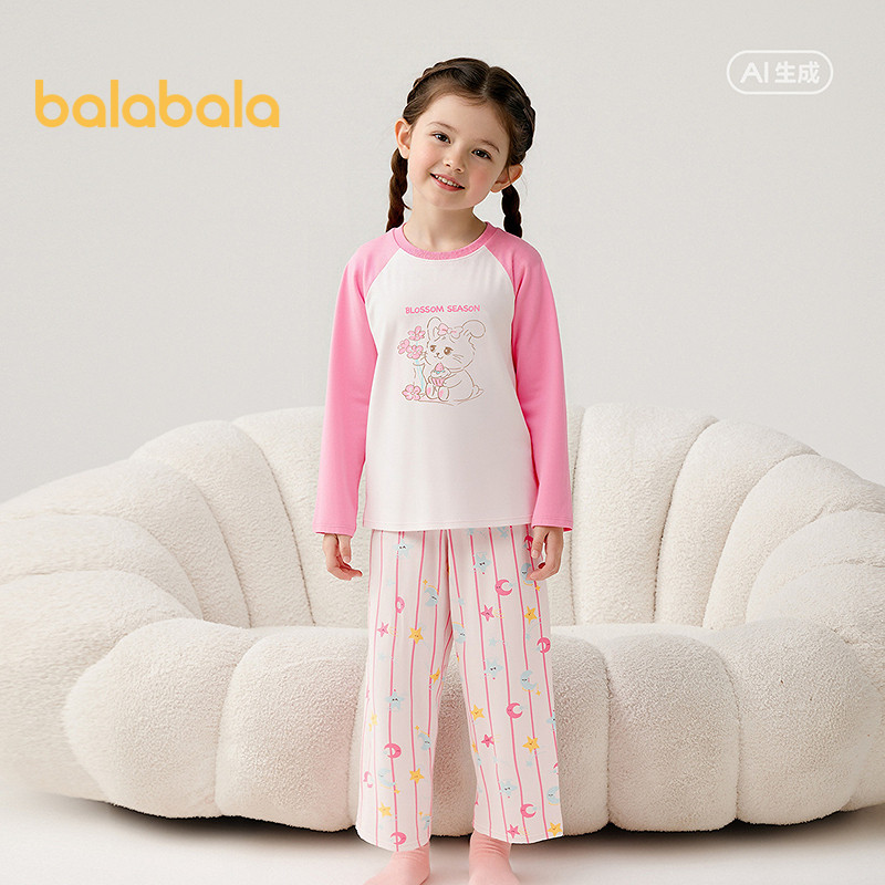 Balabala Trẻ Em Pyjama Bộ Bé Gái Mặc Nhà Cho Bé 2025 Xuân Thu Hàng Mới Về Bé Trai Cotton Nguyên Chất Điều Hòa Trang Phục Mềm Mại Thoáng Khí Thoải Mái Ngọt Ngào Đáng Yêu Ngủ