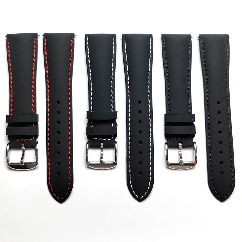 Dây đeo đồng hồ silicon màu đen khâu chống nước 20mm 22mm cho SEIKO Diver Lặn cá ngừ SKX007 SNX Dây đeo đồng hồ dành cho nam nữ Vòng tay tháo nhanh