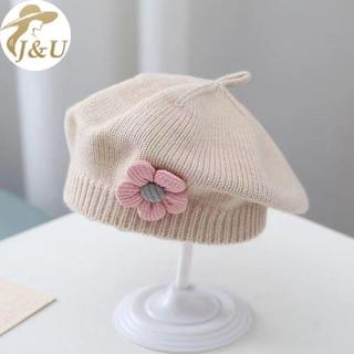 JU Hoa Mũ Nồi Cho Bé Mùa Đông Ấm Áp Dệt Kim Bò Cho Trẻ Sơ Sinh Bé Gái Hàn Quốc Tập Đi Công Chúa Nghệ Sĩ Màu Trơn Mũ Họa Sĩ VN