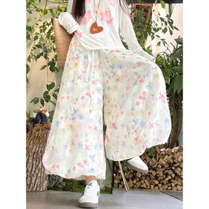 Váy Hoa Quần Nữ 2025 Size Lớn Cao Cấp Ôm Hơn Nhìn Mỏng Chân Rộng Giữa Chiều Dài Hoa Bud Quần 5.12