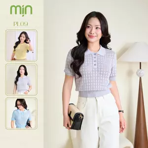 Áo Polo nữ Cotton Dệt Ô Vuông PL09 Mịn VN Bo Eo, Ngắn tay, Cổ Bẻ, Co Giãn 4 chiều