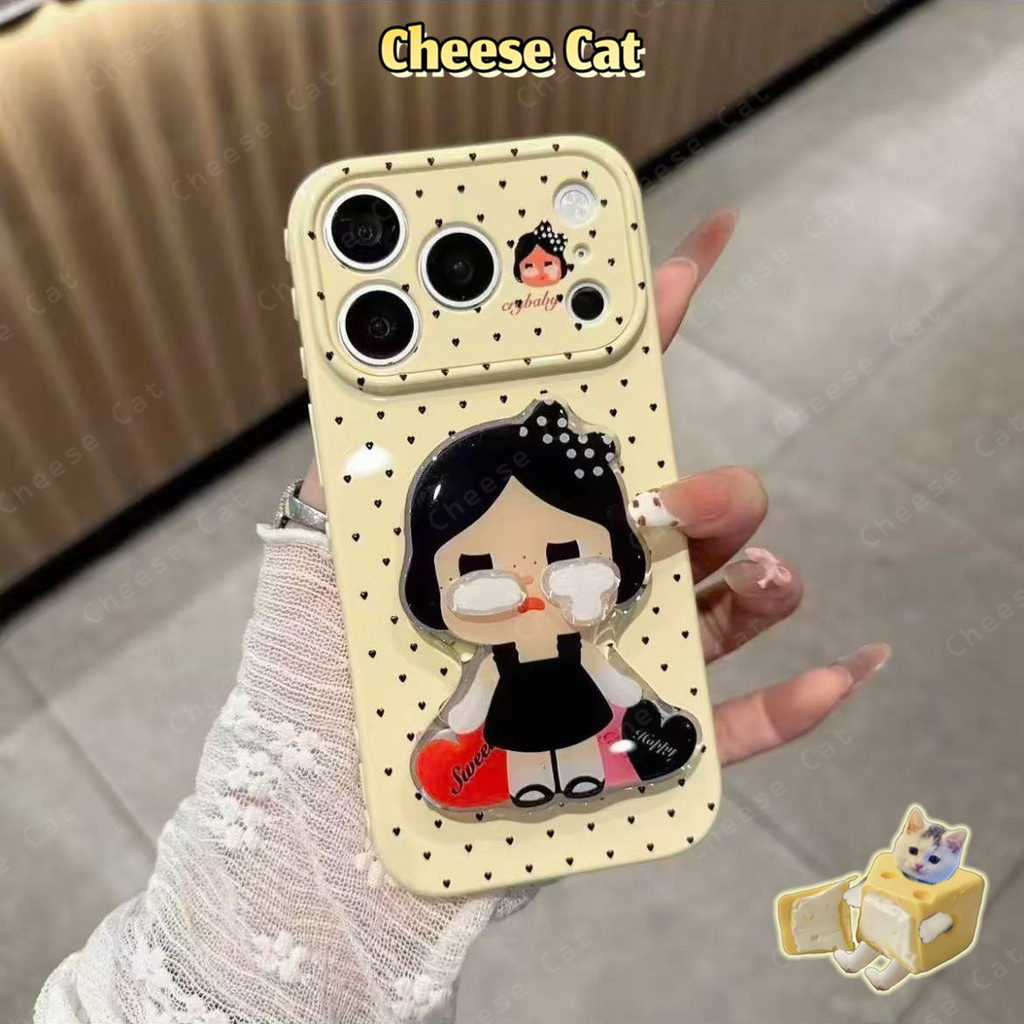 Gương trang điểm kiêm giá đỡ điện thoại Hình trái tim ở bên hông ốp điện thoại cho iPhone 11 12 13 14 15 16 17 Pro Max