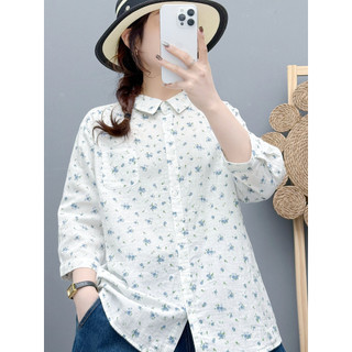 Áo Sơ Mi Nữ Sợi Cotton Cao Cấp 2026 Văn Học Mùa Hè Nhỏ Tươi Mục Vụ Hoa Trắng