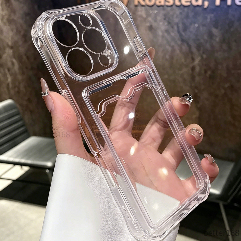 Ốp Lưng cho IPhone 12 13 14 15 16 17 Pro MaxTrong Suốt Có Ngăn Thẻ Chống Rơi Nhiều Màu Sắc Bảo Vệ Camera Cao Cấp