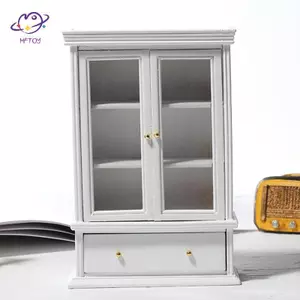 HFTOY 1: 12 Nhà búp bê Nội thất bằng gỗ thu nhỏ Tủ trắng Phụ kiện nhà búp bê ~