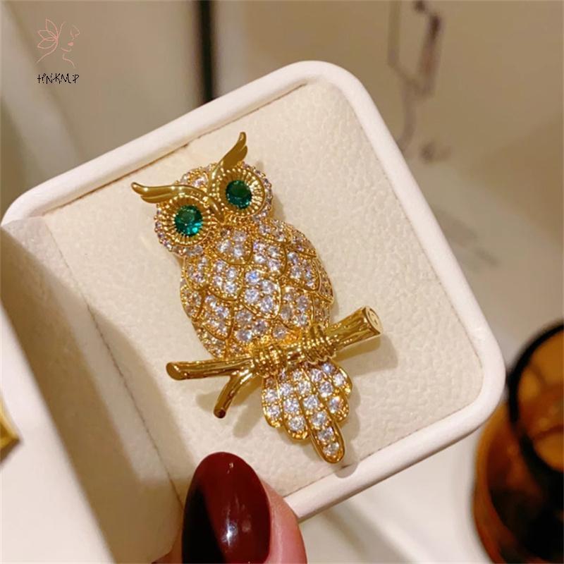 HNKMP Thời Trang Tinh Tế Cú Thổ Cẩm Vintage Tính Khí Lấp Lánh Kim Cương Động Vật Chân Dành Cho Nữ Nam Quần Áo Phụ Kiện Trang Sức Quà Tặng.