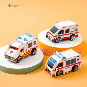 DELMER DIY Puzzle Castle Lắp Ráp Mô Hình, Xe Cứu Thương Thu Nhỏ Cối Xay Gió Hoạt Hình Nhà Đồ Chơi Giấy, Giấy Handmade Rebound Nhà Xe Ô Tô Đồ Chơi Xếp Hình 3D