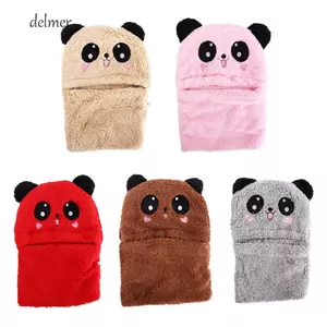 DELMER Trẻ Em Bonnet Với Khăn Mũ Cashmere Bên Trong Chống Gió Đẹp Full Face Cover Tập Đi Hoạt Hình Mũ Gấu Trúc