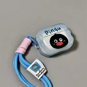 Hộp đựng tai nghe chim cánh cụt trong suốt Ice có sẵn Thích hợp cho hộp bảo vệ tai nghe AirpodsPro3 Phim hoạt hình dễ thương Thích hợp cho Vỏ bảo vệ thế hệ thứ 4 AirPods có dây buộc Chống bao gồm tất cả