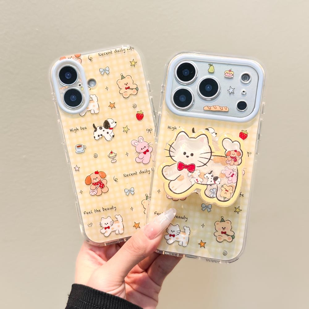Ốp lưng cứng Tương thích với iPhone 15 15Pro 15ProMax 16 16Pro 16ProMax 17 17Pro 17ProMax Ốp lưng họa tiết mèo ca rô màu vàng