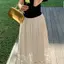Váy chữ a màu trắng rỗng dành cho nữ Mùa hè Phong cách mới kiểu Pháp thường ngày phù hợp với xích đu lớn