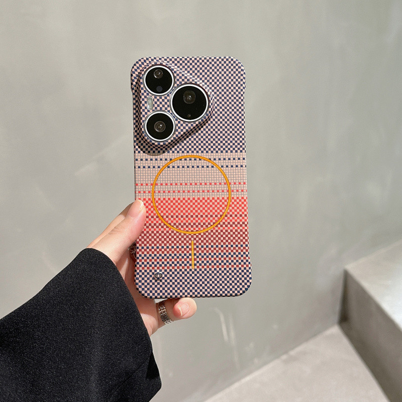 Ốp điện thoại cứng từ tính họa tiết Kevlar siêu mỏng Mimi cho Huawei P90 Pro Max P90 Pro P80 Ultra P80 Pro P70 Ultra P70 Pro + Ốp điện thoại nhựa cứng sạc không dây