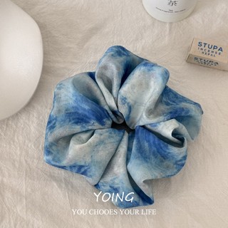 Yoing / Xếp Ly Bầu Trời Đầy Sao Màu Tóc Nữ Nhiễm Trùng Cao Cấp Smudge Phong Cách Satin Dễ Thương Scrunchy Tóc Dây Buộc