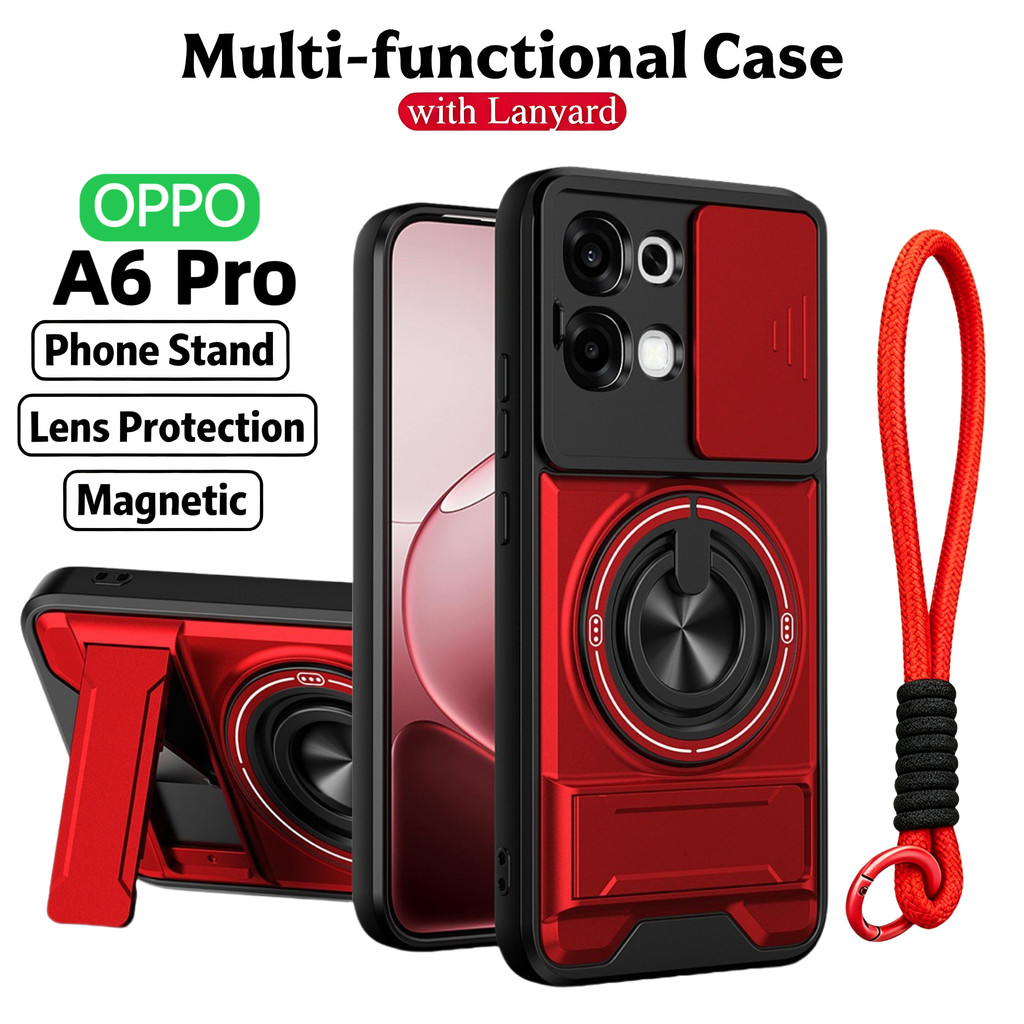 Ốp Điện Thoại Giá Đỡ Nhẫn 360 Thích Hợp Cho OPPO A6 Pro A78 A58 A77 A59 A3 A60 4G 5G Dây Trượt Bảo Vệ Camera Chân Đế Thẳng Đứng Gắn Xe Từ Tính Vỏ Bảo Vệ Chống Sốc
