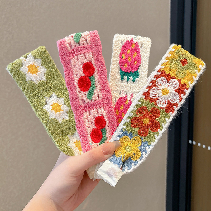 Dệt Kim Thêu Băng Đô Velcro Nổ Tóc Gãy Hoàn Thiện Băng Đô Phụ Kiện Tóc