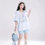Ngọt Ngào Phong Cách Nhà Mèo Con In Hình xiên Vai Ngắn Tay Áo Thun Nữ Thiết Kế Giảm Tuổi Áo Thun Rời Thường Ngày Top 5.19