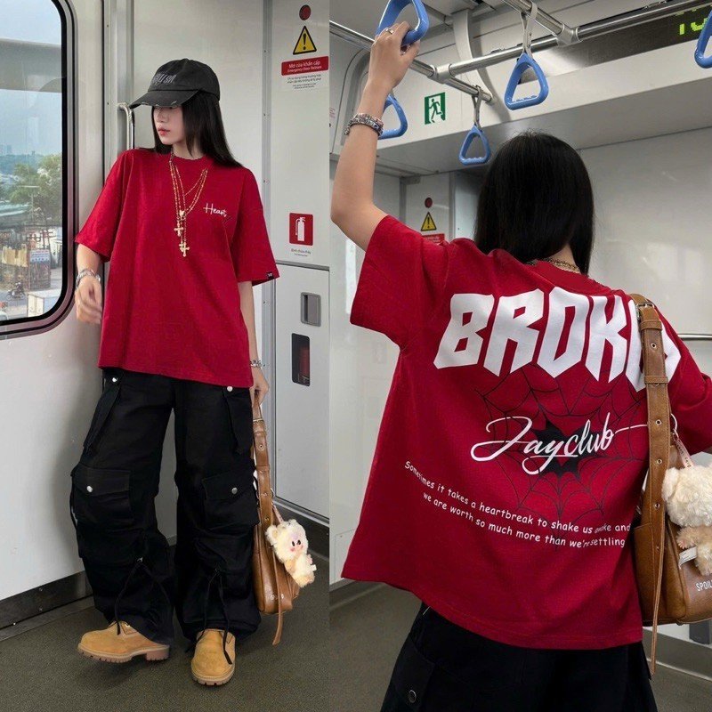 （Giao hàng 24h）Angela áo thun nữ form rộng 2026 unisex họa tiết nhện dáng rộng thời trangthương hiệu địa phương