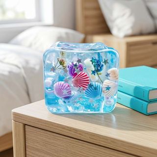 SENRTY Blue Ocean Ice Cube Quả bóng căng thẳng, Quả bóng mực mềm tăng chậm Đại dương Squishy, Chủ đề đại dương phục hồi chậm dễ thương Hình vuông Đồ chơi thần tài giác quan Giảm lo âu