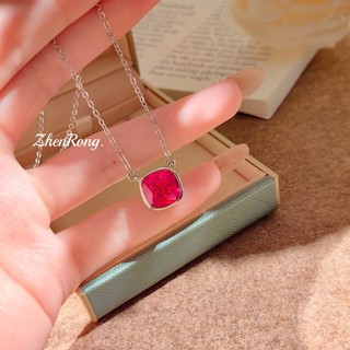 Châu Âu Mỹ ins Phong Cách Mới Bong Bóng Kim Cương Đỏ Corundum Ngọc Lục Bảo Vòng Cổ Nữ