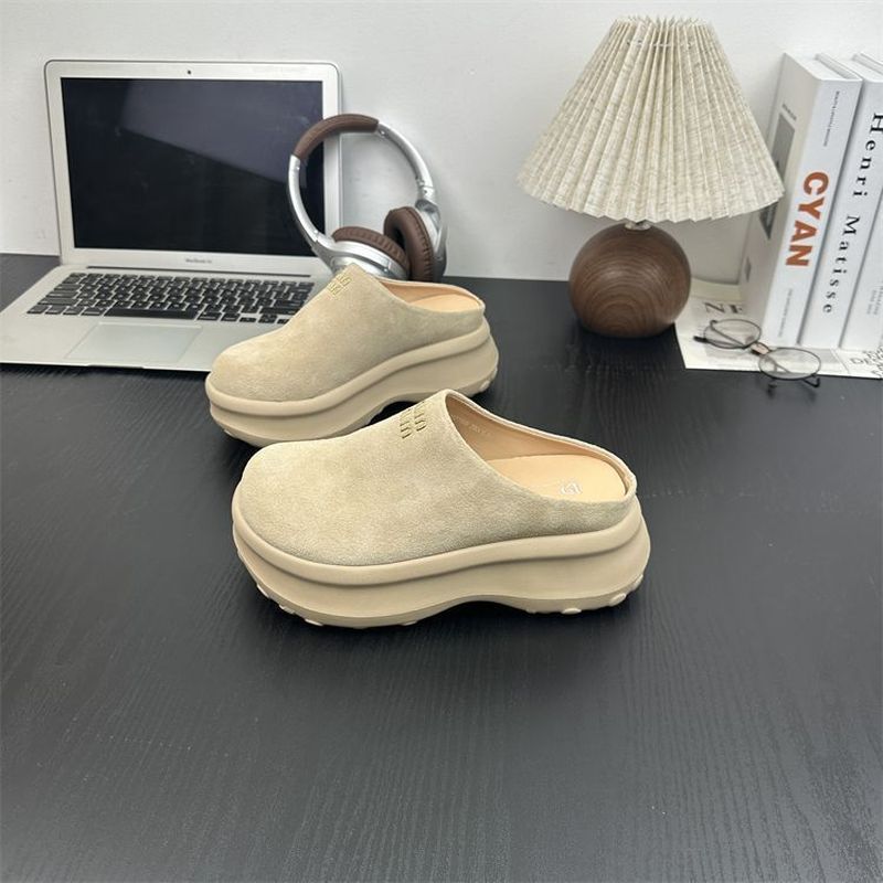 【✨Spot】Giày Birkenstock đế dày Đơn giản Đế êm Mũi tròn Đế nâng cao 6cm Không mỏi chân Đi làm Giày nữ