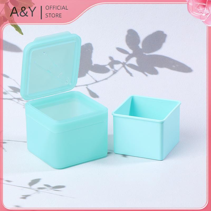 A & Y 300g Dụng cụ tẩy trang vuông hai lớp Hộp bông Flip Cover Tự kết hợp Nhíp Hộp lưu trữ miếng bông.