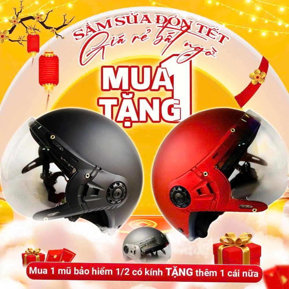 [Mua 1 + Tặng 1 cùng loại] Mũ bảo hiểm nữa đầu có kính 16 màu Thời trang An Toàn Cao Cấp