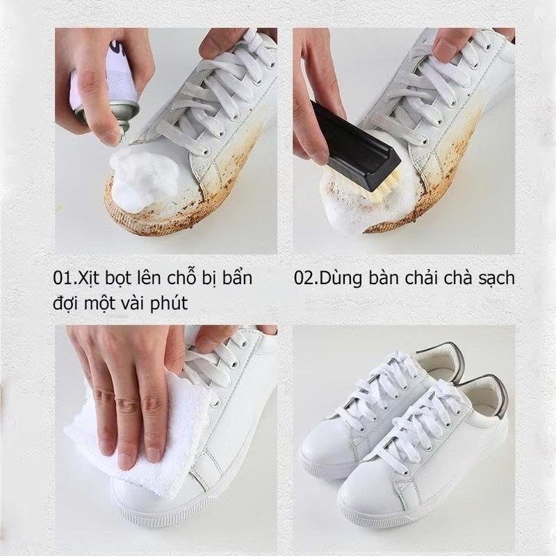 Combo 3 Chai Xịt Vệ Sinh Giày Sneaker Cao Cấp -Bình Xịt Bọt Tuyết Giặt Khô Giày, Khử Mùi Bảo Vệ Giày