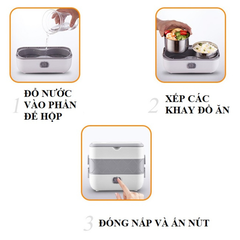 Hộp Cơm Cắm Điện Văn Phòng 2 Tầng 4 Bát Inox Hâm Nóng, Giúp Giữ Nhiệt, Nấu Chín Thức Ăn Tiện Lợi