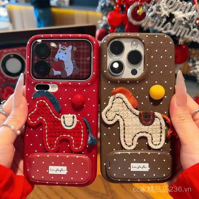 Thích hợp cho Ốp điện thoại iphone17promax 16 / 13 / 15 / 11 / 14 / xs / xr / 12mini 6s / 7 / 8plus Gạo đỏ Pony