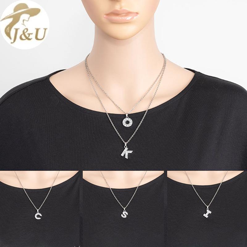 JU 1 Chiếc Zircon Chữ Mặt Dây Chuyền Nelace A Z Bảng Chữ Cái Trang Sức Nữ Thanh Lịch Xương Đòn Dây Chuyền Quà Tặng Cho Tiệc Kỷ Niệm VN