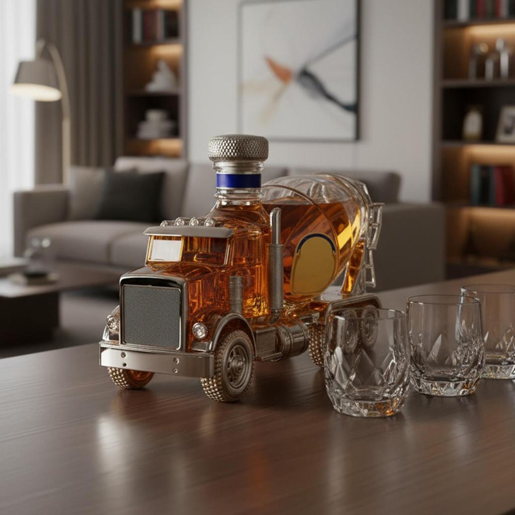 Thủy Tinh Whisky Bình Đựng Rượu Whisky Chủ Đề Xi Măng Trộn Xe Tải Chai Hình Xe Tải Thủy Tinh Whisky Bình Rượu Hài Hước shopidaevn