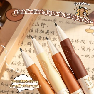 Bút Chì Kim Set 4 Bút Chì Bấm 2.0mm Cho Bé Lớp 1, Kèm Tẩy Capybara Cute Học Tập