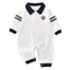 Sơ Sinh Jumpsuit Cotton Nguyên Chất Mùa Thu Quần Áo Bé Quý Ông Áo Liền Quần Phong Cách Anh Bé Trai Sọc Ve Áo Liền Quần Dài Tay