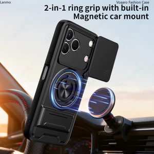 Giáp Trượt Ống Kính Funda Cho Tecno Spark 50 4G Ốp Lưng Xoay Vòng Từ Tính Cho Tecno Spark 50 4G Ốp Lưng Chân Đế Có Thể Gập Lại Capa