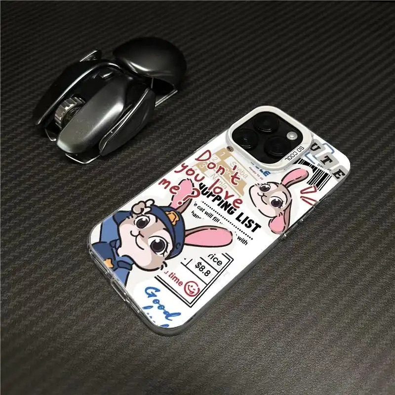 Ốp lưng trong suốt họa tiết Judy Nick, chống va đập bảo vệ toàn diện Bảo Vệ Camera Cấp iPhone 17/16/15/14/13/12/11 Max